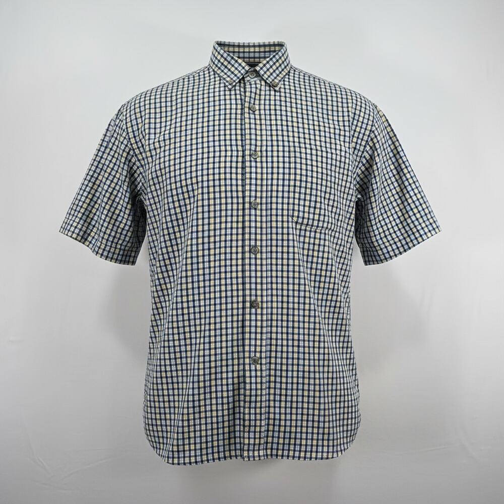 Sonoma Genuine Jean Company Blue Yellow Plaid Short Sleeve Dress Shirt Large